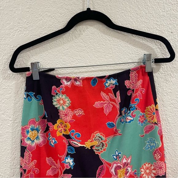 Vintage Linda Segal Colorful Floral Fringe Skirt - Picture 2 of 6